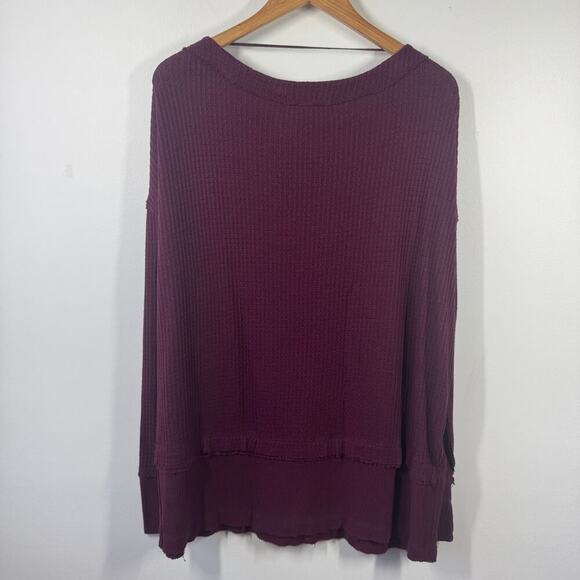 We The Free Free People Wine Purple North Shore Thermal S Tunic Oversized Boho - Picture 2 of 8